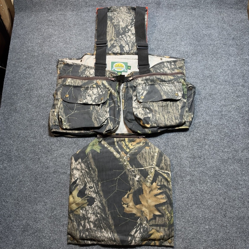 Vintage Cabelas Turkey Hunting Strap Vest Camo Padded Seat Cushion  XL Regular